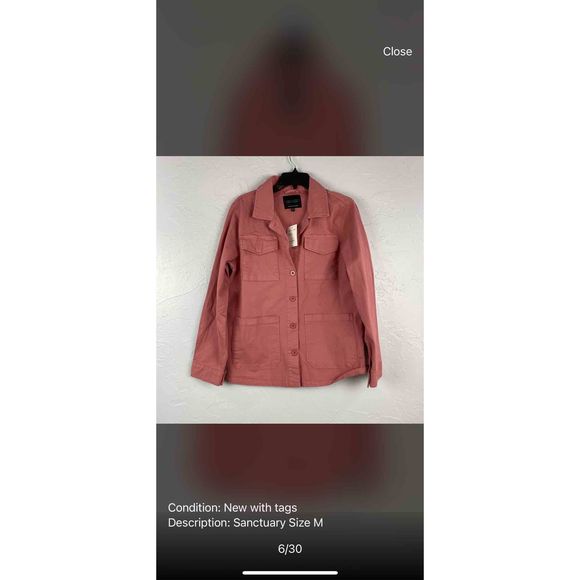 NWT Sanctuary Salmon colored button down with pockets - Picture 3 of 3